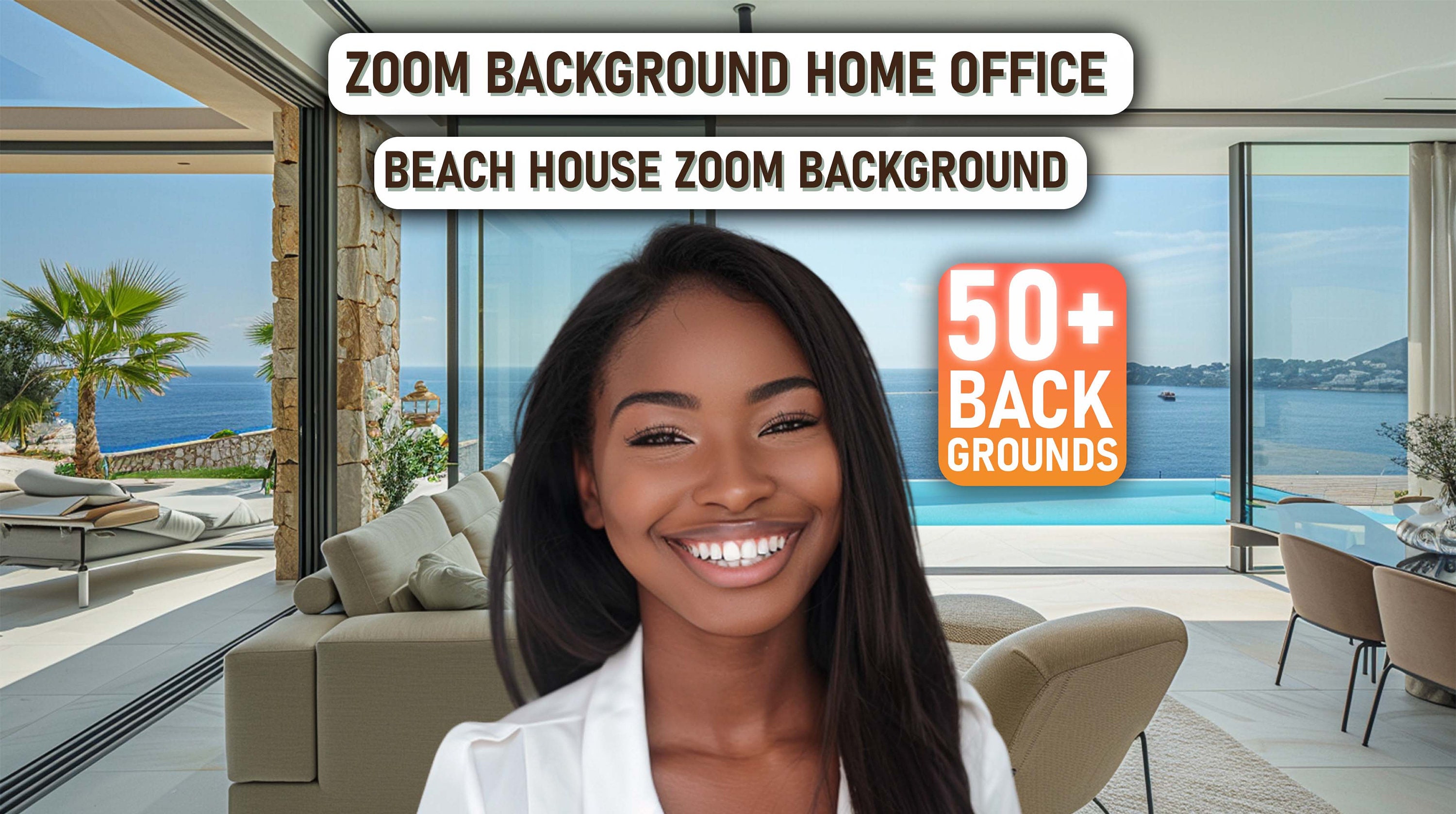 Beach House Zoom Background, Virtual Background for Zoom, MS Teams