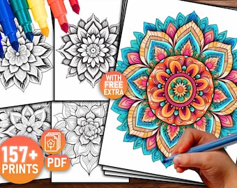 157+ Mandala Coloring Book Pages, Mandala Drawing, Mandala Design, Mandala Pattern, Printable Coloring Pages, Mandala Coloring Sheets, PDF