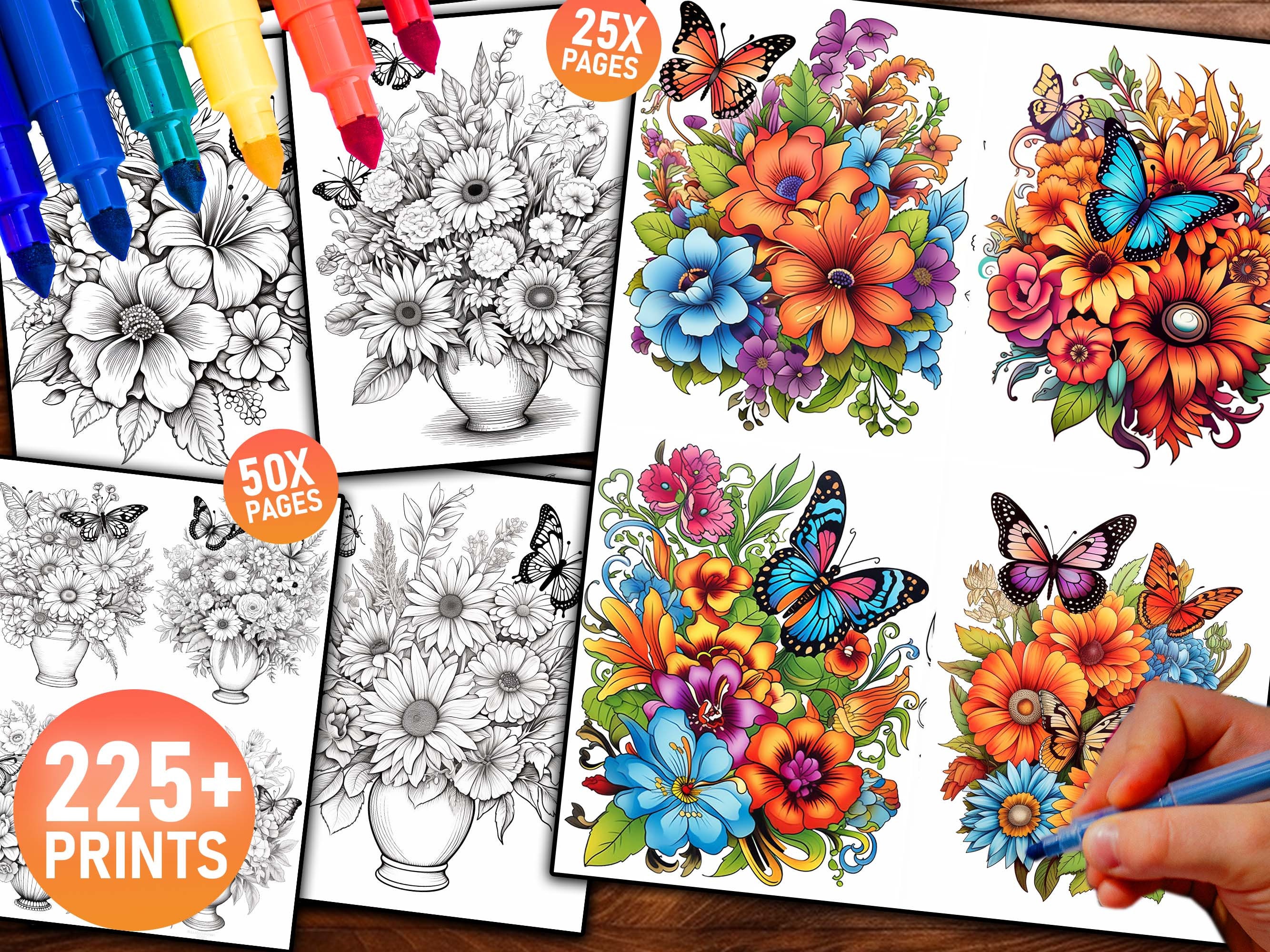 Easy Design Adult Color By Number - Jumbo Coloring Book of Large Print  Flowers, Birds, and Butterflies (Color by Numbers for Adults)