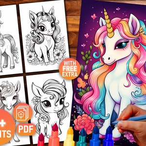 25+ Unicorn Coloring Pages, Cute Unicorn Colouring Sheet, For Adults and Kids Coloring Book, Instant Digital Download, Cool Art Pack Picture