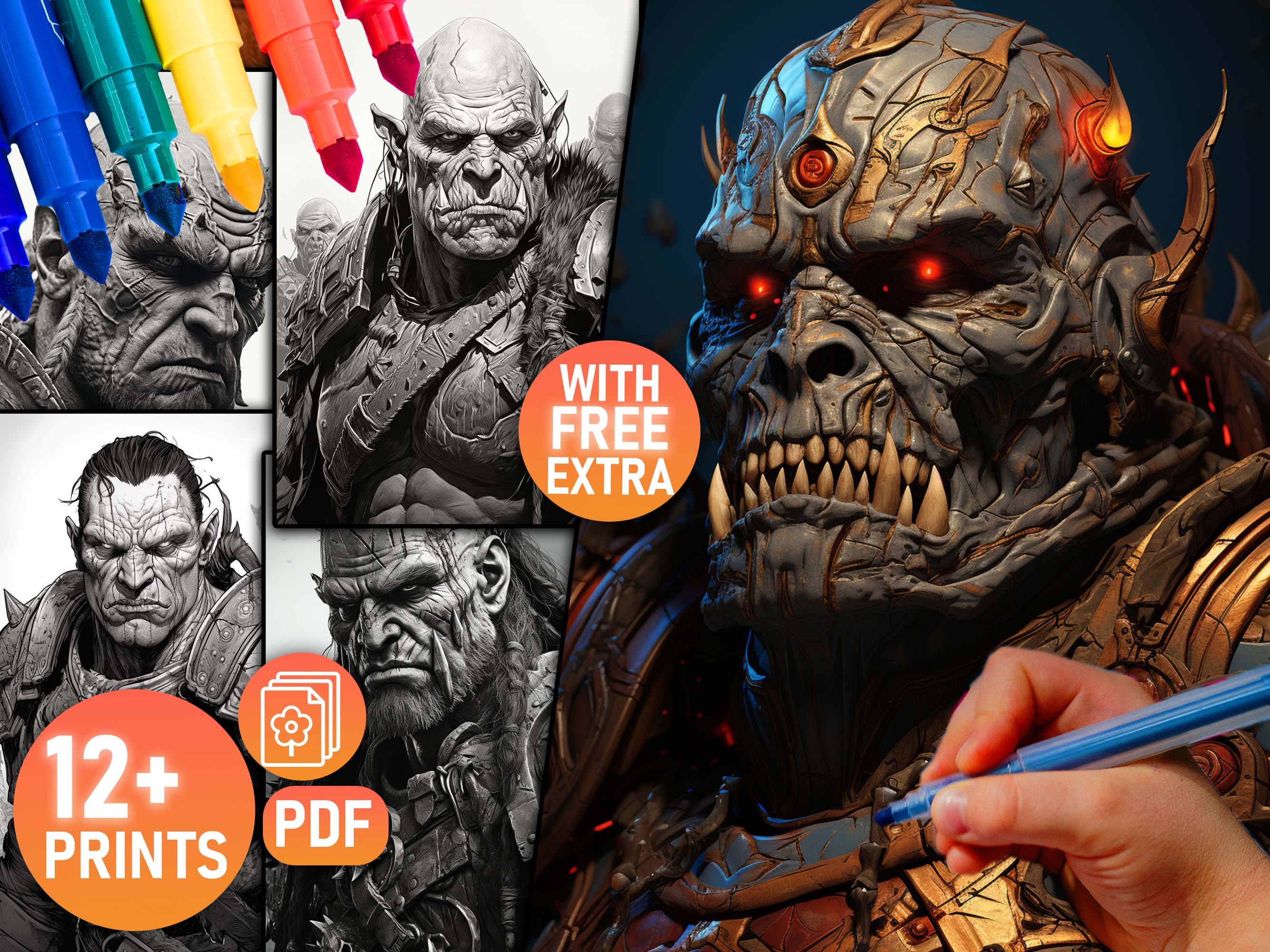 12 Trolls Adult Coloring Page Book, Fantasy Colouring Pages, Printable ...