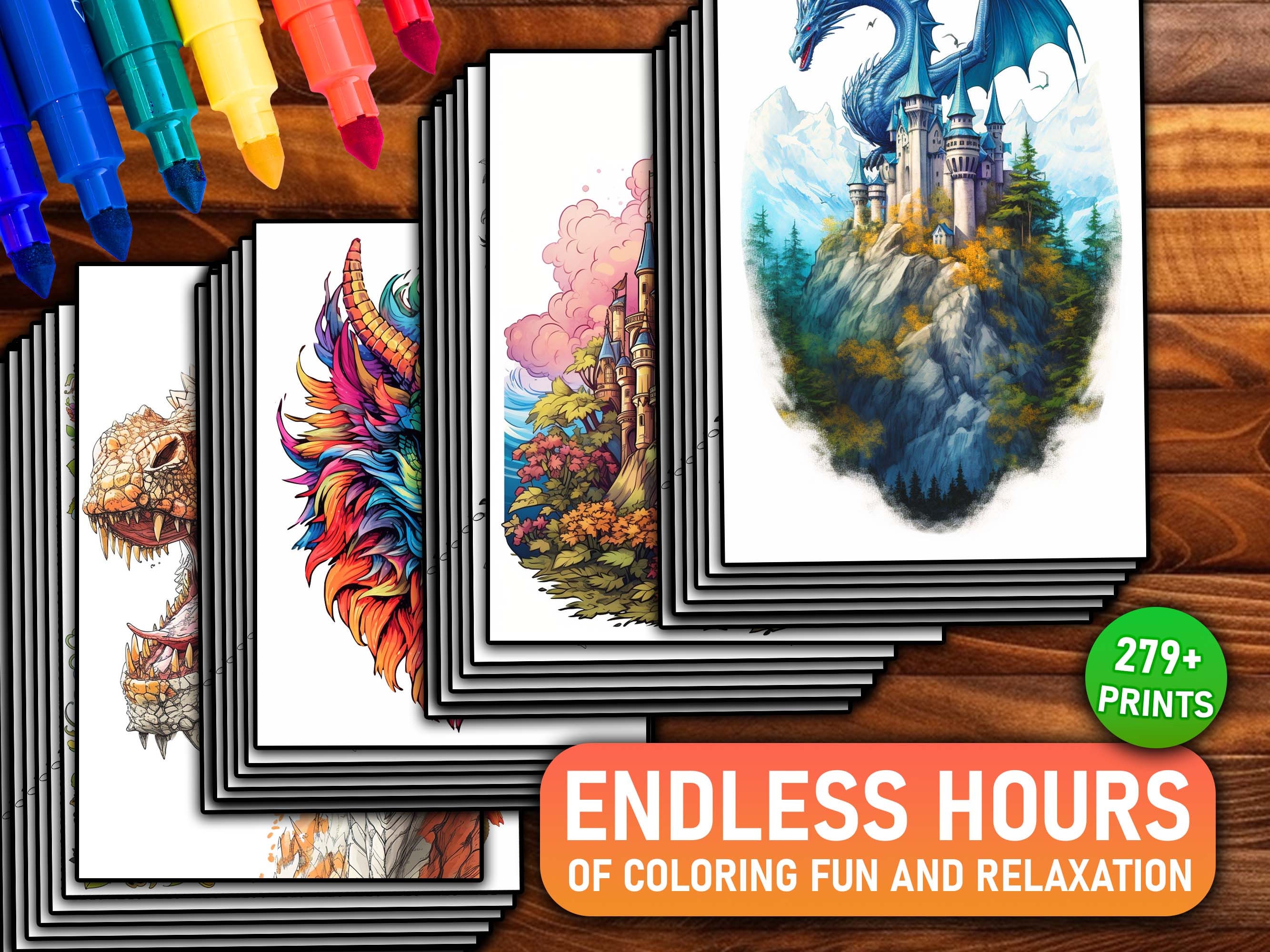 269 Fantasy Adult Coloring Page Book Bundle, Fantasy Coloring Pages, Printable Coloring Page ...