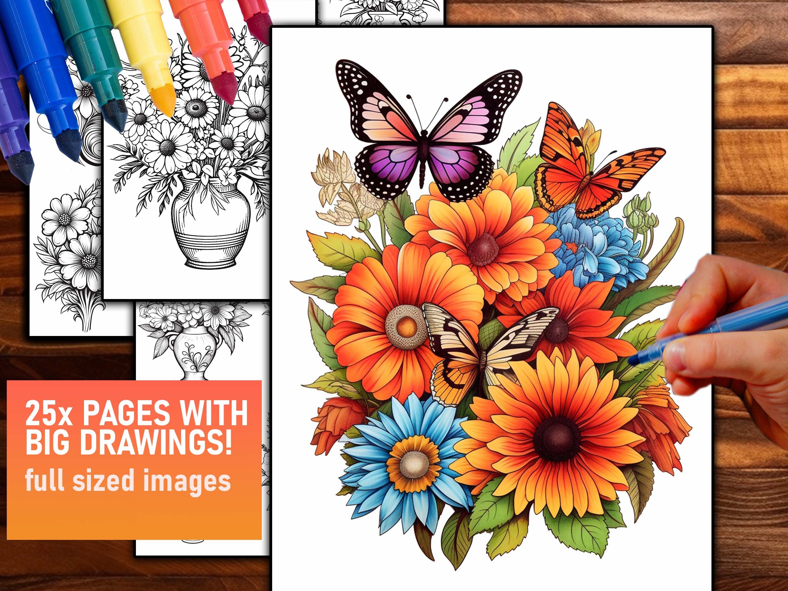 Beautiful Birds Butterflies Flowers Color Your Own Bookmarks Anti Stress  Art Therapy Adult Coloring Uncoated Finish for Any Coloring Media Front and