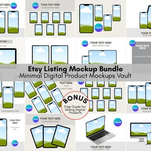 25 Etsy Listing Photo Mockup Templates | Canva Digital Product Mockups | Editable Listing Images for Etsy Sellers | Instant Download