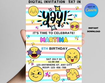 Emoji Birthday Invitation | Emoji Party | Emoji Party Invitation | Emoji Party Invitation Template | Instant Download Emoji Invitation.