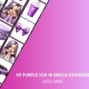 100+ Purple Emoji Stickers for iOS18 – Girly Aesthetic Emoji Pack with MRR for Reselling!