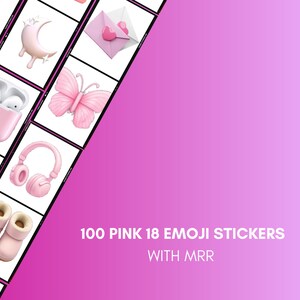 100+ Pink Emoji Stickers for iOS18 – Girly Aesthetic Emoji Pack with MRR for Reselling!