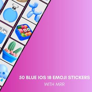 50+ Blue Emoji Stickers for iOS18 – Girly Aesthetic Emoji Pack with MRR