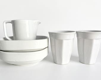 Franse witte bistro ontbijtset met Apilco hotelservies, 5-delig