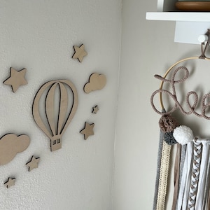 Wooden hot air balloon, wooden sign, children's room, baby room, wall decoration, wall tattoo, children's room decoration