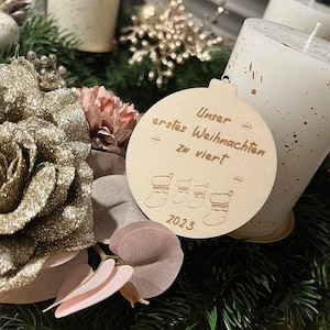 Our first Christmas, Christmas tree decoration, Our first Christmas as a family, personalized decoration, wooden Christmas tree bauble