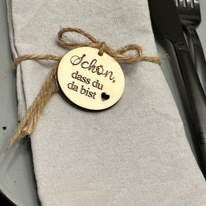 Nice that you're here Napkin pendant, wedding, baptism, celebration, guest gift, place card, table decoration image 2