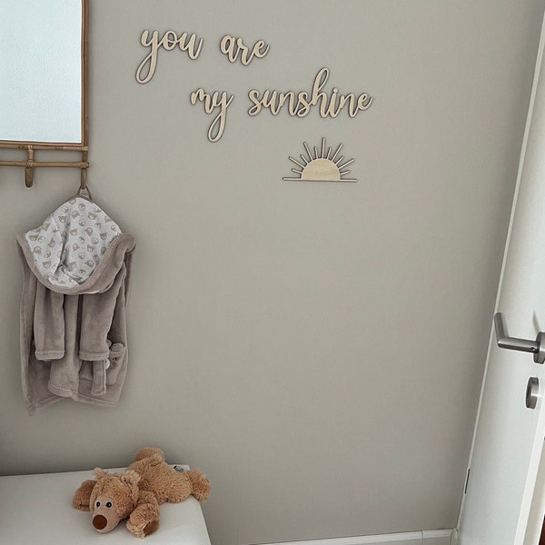 You are my sunshine holzspruch, Kinderzimmer, Babyzimmer, wanddeko, wandtattoo, du bist mein Sonnenschein, Sonne, Kinderzimmer Dekoration