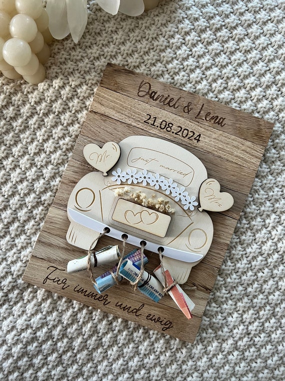personalisiertes Geldgeschenk zur Hochzeit, Hochzeitsauto, Auto, Brautpaar, Geldgeschenk, Hochzeitsgeschenk Geld