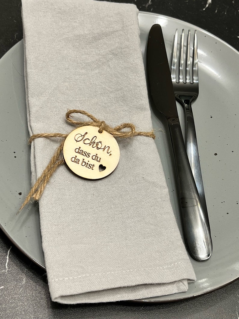 Nice that you're here Napkin pendant, wedding, baptism, celebration, guest gift, place card, table decoration image 1