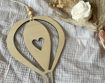 Hot air balloon made of wood, wooden sign, children's room, baby room, wall decoration, wall sticker, children's room decoration