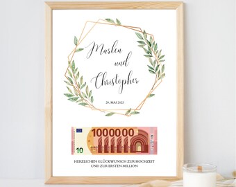 Wedding gift your first million, digital download, money gift for the wedding, gift for newlyweds, give money, personalized
