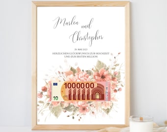 Wedding gift your first million, digital download, money gift for the wedding, gift for newlyweds, give money, personalized