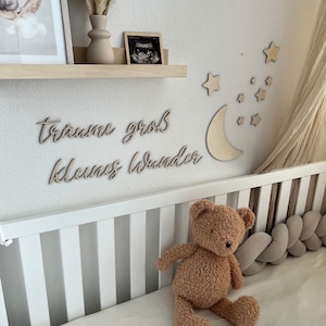 Sueña en grande, pequeño milagro, refrán de madera, letrero de madera, habitación infantil, habitación de bebé, decoración de pared, tatuaje de pared,