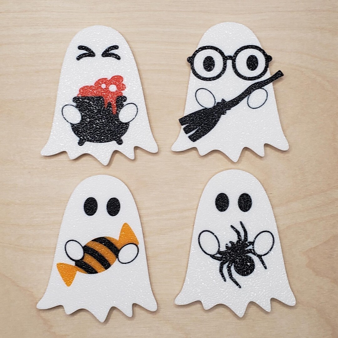 Halloween Ghost Magnets - Style Set B - Set of 4: Cauldron, Broom ...