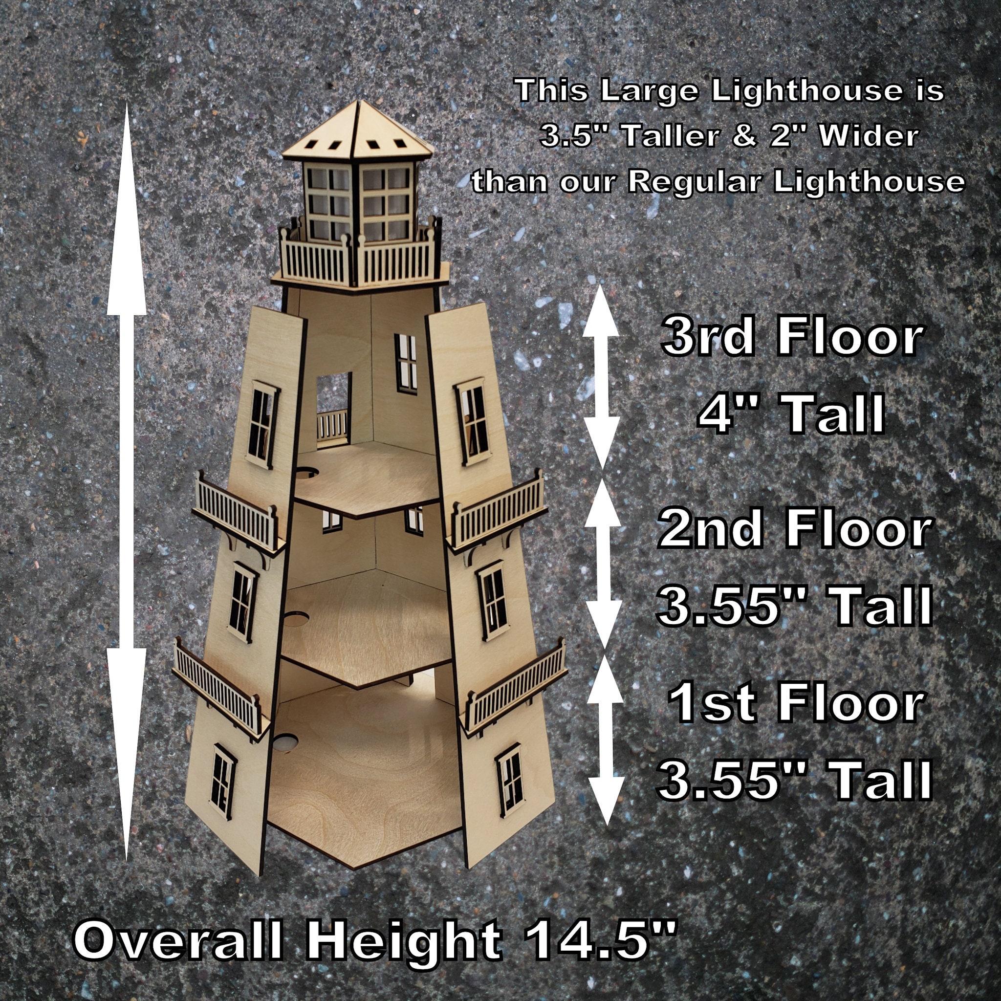 Dollhouse Lighthouse (LARGE 14.5") W/led Beacon Light - 2 Removable ...