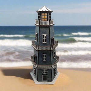 Lighthouse Premium Finish (11&quot;) with LED Beacon Light - Worn Navy with White Trim