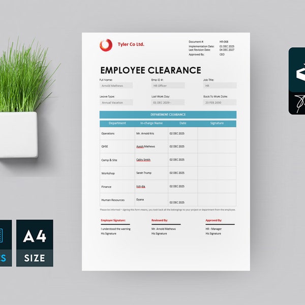 Human Resources Employee Exit Template Etsy