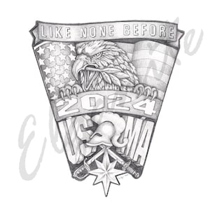 2024 Class Crest - Hand Drawn Print - West Point - USMA - Drawing Wall Art