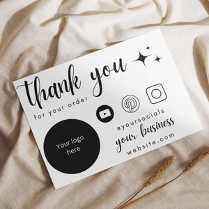 Retro Business Thank You Card Canva Template, Printable Thanks For Your Purchase Card, Retro Small Business Package Insert Card