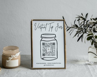 Virtual Tip Jar Sign Template, Venmo Tip Sign, Cash App Tip Jar, Virtual Tip Venmo, Farmers Market Sign, Wedding Tip Jar Sign