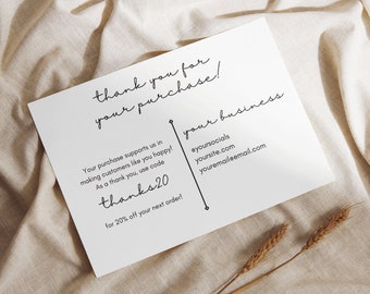 Minimalist Small Business Thank You Packaging Insert, Modern Business Thank You Card, Cursive Font That You, Small Business Packaging Modern