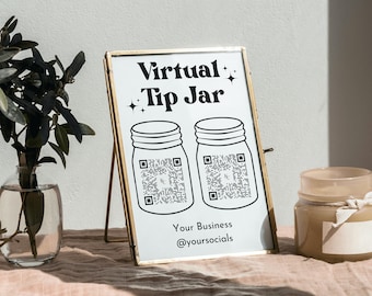 Virtual Tip Jar Sign, Virtual Tip Jar Template, QR Code Sign, Venmo Cashapp Payment Sign, Venmo Tip Sign, Venmo Tip Jar, Scan To Tip Sign