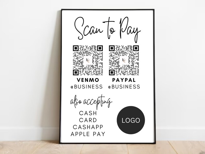 Editable Scan to Pay Card, Editable Canva Template, QR Code Sign ...