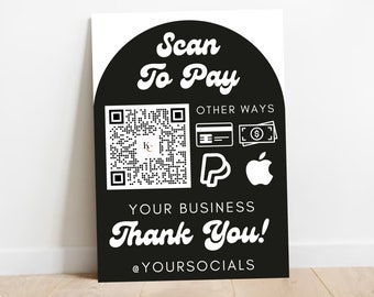 Editable Scan to Pay Sign, Vendor Scan to Pay Sign, Minimalist Printable Payment Sign, QR Code Sign Template, Scan To Pay Template