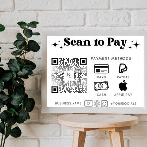 Editable Scan to Pay Sign, QR Code Sign Template, Cashapp Scan And Pay, Scan To Pay Template, Custom Qr Code Sign, Scan And Pay Signs