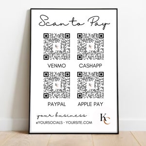 Carte modifiable avec numérisation, code QR personnalisé, code QR de paiement, enseigne PayPal CashApp pour les petites entreprises, paiement Venmo, modèle de salon de l'artisanat