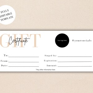 Gift Certificate Template, Voucher Template, DIY Printable Gift Voucher Certificate, Editable Gift Card, Minimalist