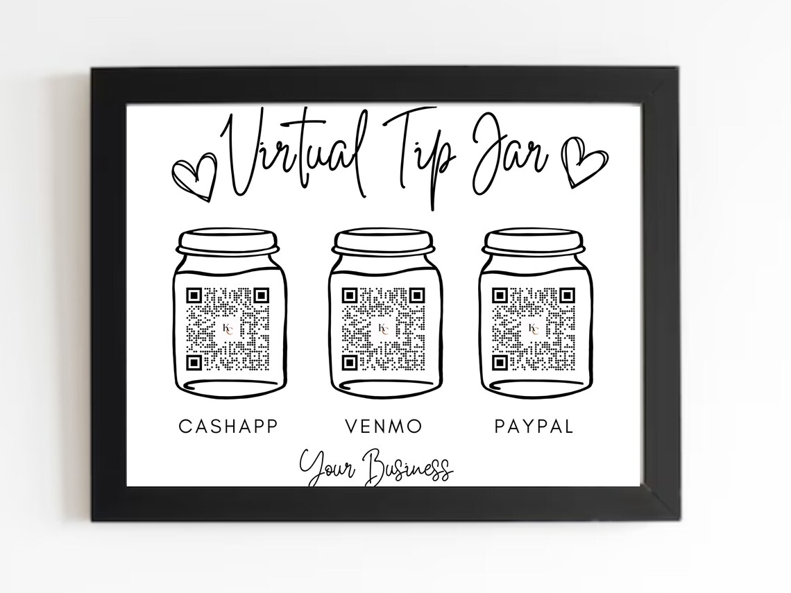 Printable Virtual Tip Jar Venmo Payment Sign, QR Code Sign Canva ...