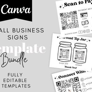 Small Business QR Code Sign Templates, Vendor Booth Sign Templates, Scan to Pay Printable, Virtual Tip Jar, Social Media QR Code Sign