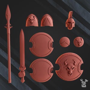 Bull Warrior Bits Set SciFi Wargame Roleplay 32mm 3D DakkaDakka BASES NOT INCLUDED