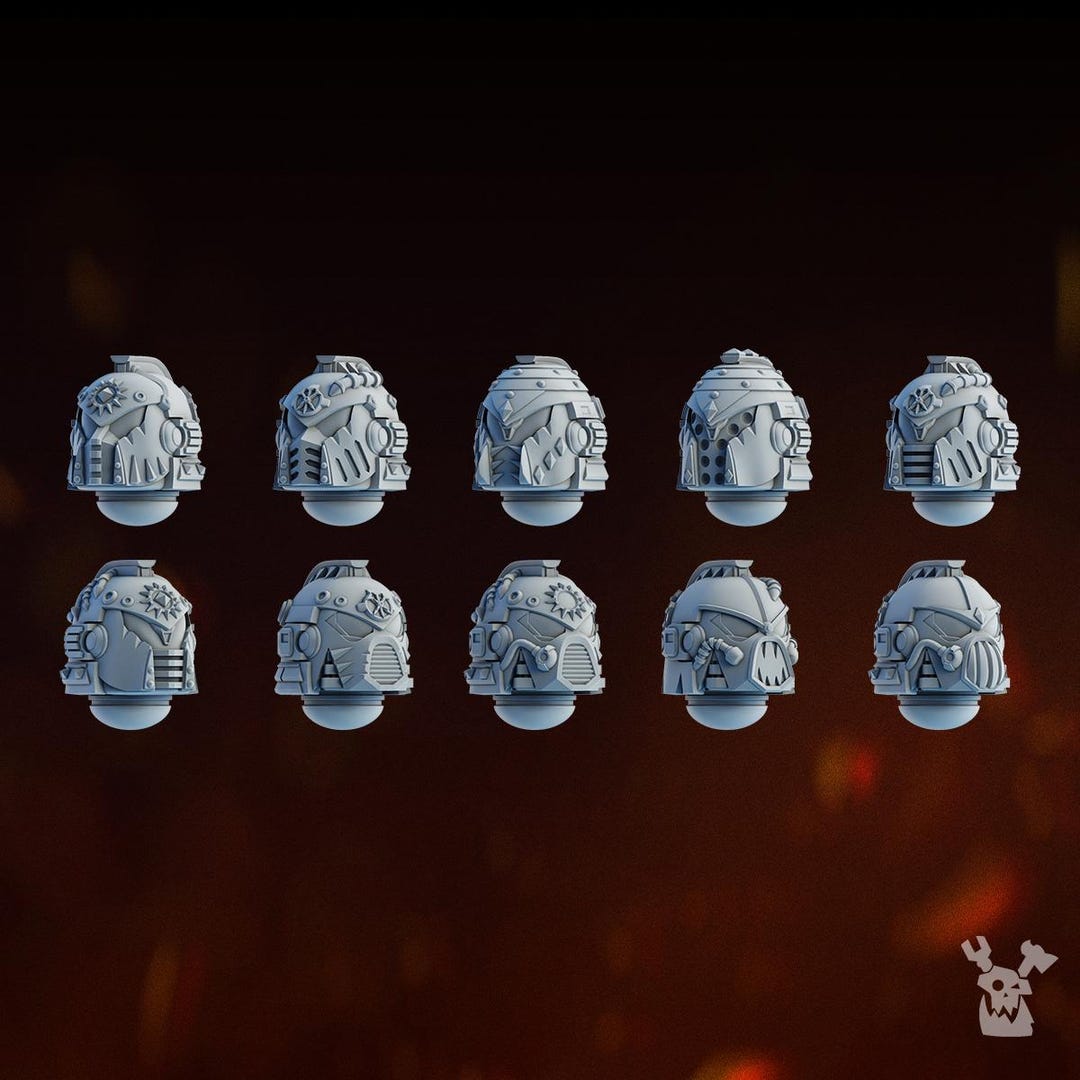 Carnage Reapers Heads Set X10 Scifi Wargame Roleplay 32mm 3D Dakkadakka ...