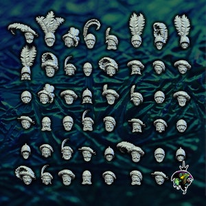 Landsknecht Historical Fantasy Heads Set x47 Fantasy Wargame 3D Print Reptilian Overlords