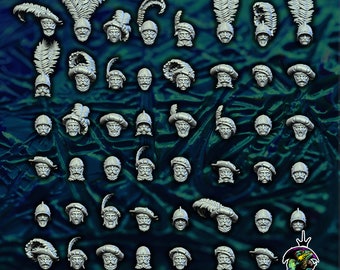 Landsknecht Historical Fantasy Heads Set x47 Fantasy Wargame 3D Print Reptilian Overlords