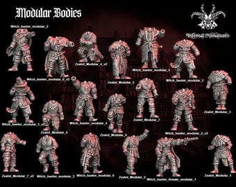 Battle Priests Zealots Flagellants Templars Witch Hunters Body Sets The Inquisition Oldhammer 28mm Fantasy Wargame 3D Infernal Miniatures