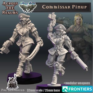 Commissar Pinup Imperial SciFi Wargame Roleplay 32mm 3D Across the Realms