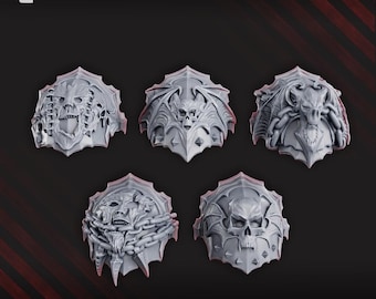 Nocturnal Vampire Lords Shoulder Pads Set x10 SciFi Wargame Roleplay 32mm 3D DakkaDakka BASES NOT INCLUDED