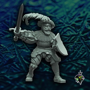 Landsknecht Sergeant Fantasy Wargame 3D Print ToyDoy Miniatures Reptilian Overlords