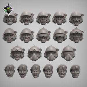 Spacenam Heads Set x20 SciFi Wargame Roleplay 32mm 3D Reptilian Overlords BASES NOT INCLUDED