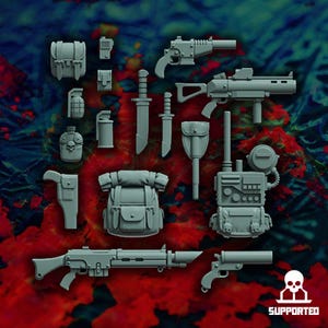 Imperial Master Regiment Shock Troops Veteran Accessories Pack SciFi Wargame Roleplay 32mm 3D Reptilian Overlords