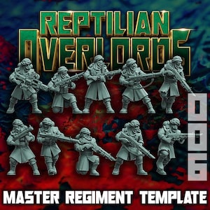 Master Regiment Template Desert Reavers Guard Squad x10 SciFi Wargame Roleplay 32mm 3D Reptilian Overlords BASES NOT INCLUDED